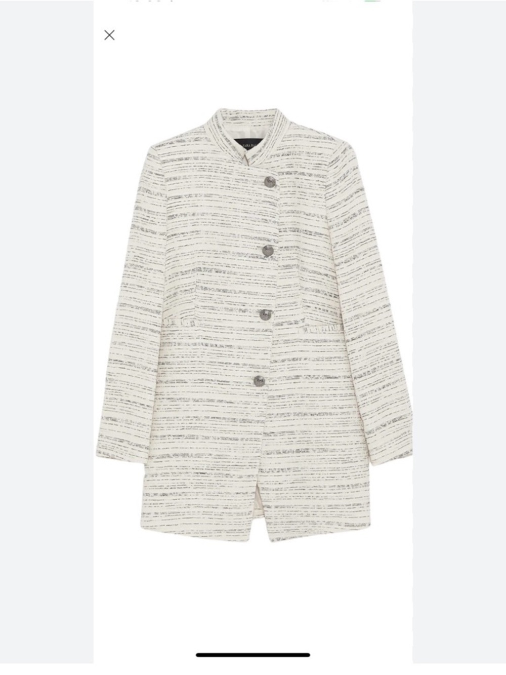 Zara Tweed Blazer Cream Black Textured Minimalist Old Money Jacket L Preppy